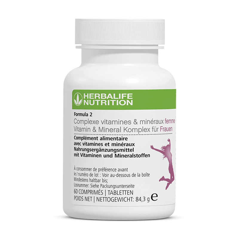 Herbalife Formula 2 Vitamin & Mineral Complex bottle with 60 tablets for daily health and nutrition.