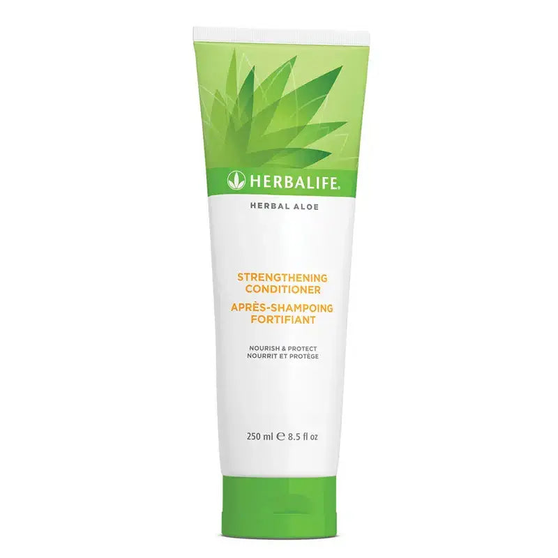 Herbal Aloe Strengthening Conditioner tube packaging, designed for vibrant and healthy-looking hair.