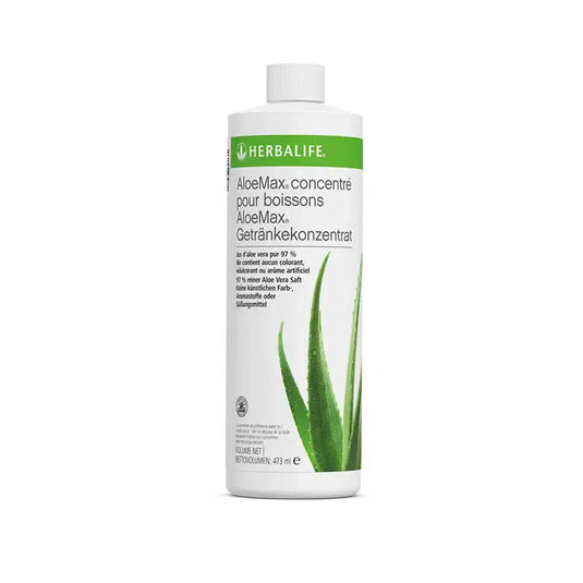 Herbalife Aloe Max Beverage Concentrate 437ml with 97% pure aloe vera gel for hydration.