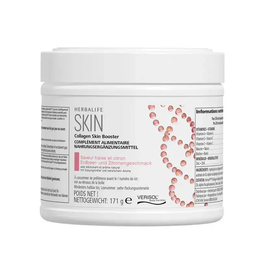 Herbalife SKIN Collagen Skin Booster supplement container for healthy glowing skin