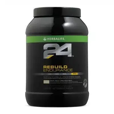 Herbalife H24 Rebuild Endurance protein drink for athlete recovery in vanilla flavor.